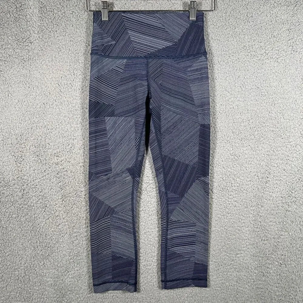 Lululemon Leggings Womens 4 Wunder‎ Under Etch Hail Navy Blue Crop 21